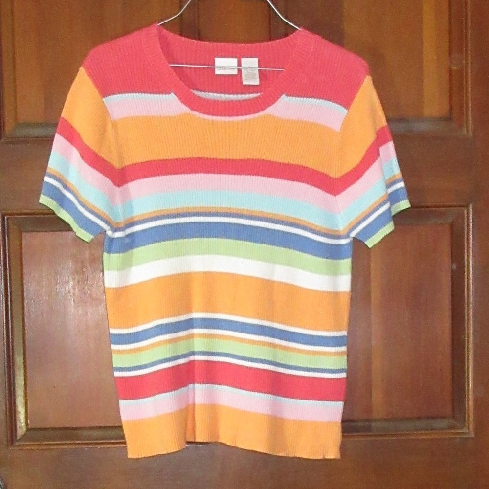 CHEROKEE Striped Cotton Top Large